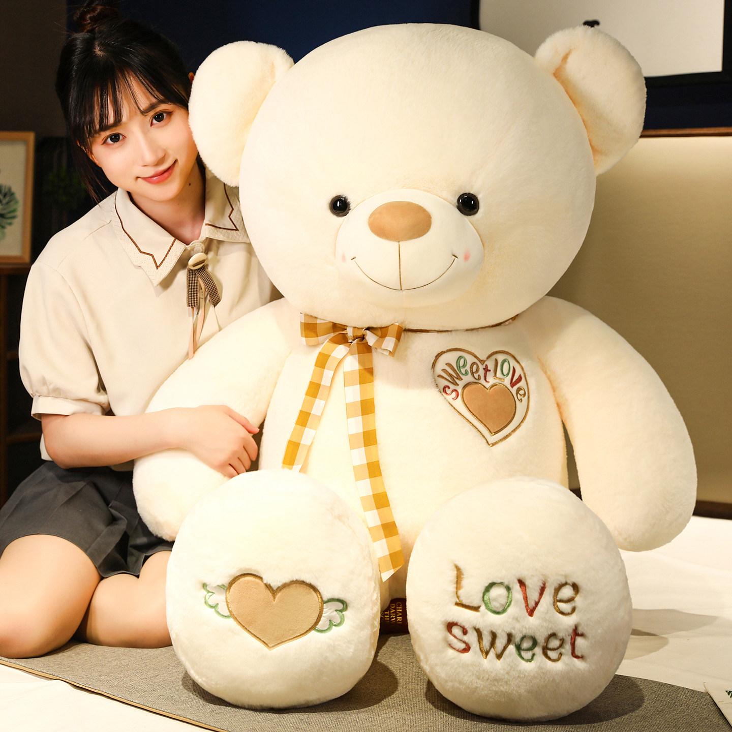 可爱甜美抱抱熊公仔柔软毛绒玩具大熊玩偶泰迪熊女生日礼物睡觉抱