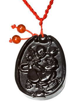 生肖猴吊坠砭石项链