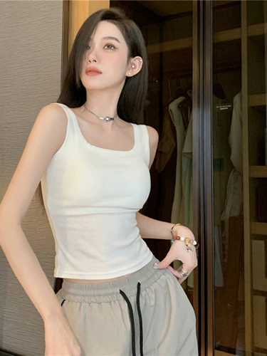 Летний топ с чашечками без рукавов, цветное приятное телу белье для повседневной носки, облегающий крой