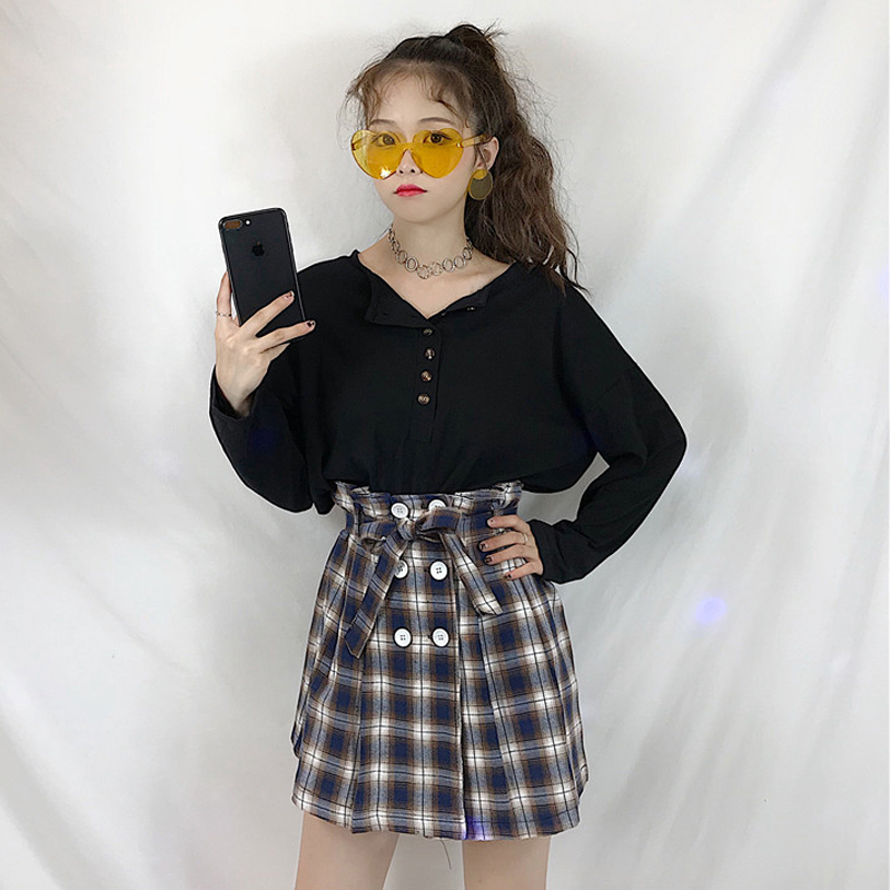 º«°æÊ±ÉÐÐÝÏÐÌ××°Ïļ¾Å®×°¿íËɳ¤ÐäTÐô+¸ßÑü¸ñ×Ó°ëÉíȹ¶ÌȹÁ½¼þÌ×