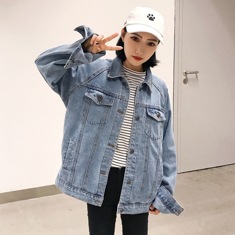 秋季女装新款韩版水洗BF风宽松百搭牛仔外套学生长袖夹克开衫上衣