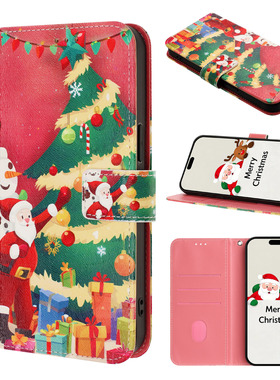 适用oppo卡通a6圣诞findx9pro手机壳x8s翻盖reno15保护5g皮套14f可爱a5x女生a3活力版硅胶a2x防摔k12s插卡k13