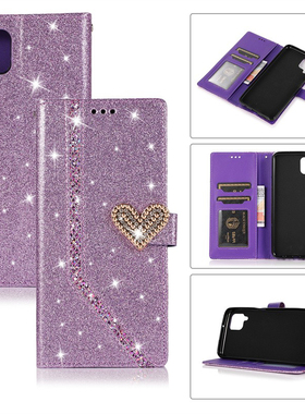 适用三星A22手机壳s24保护套A42电话壳S23+掀盖galaxy a53手机套a73闪粉女款a54搭扣a14翻盖式note10+皮套s20