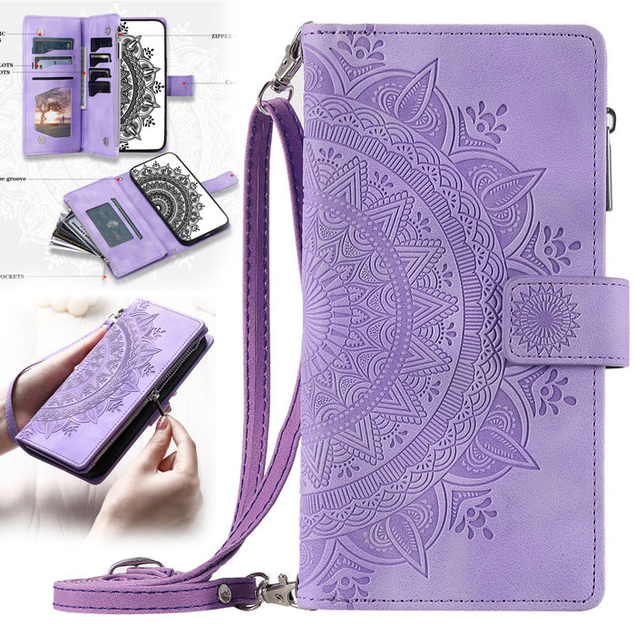 图腾压花斜跨背带苹果系列手机套