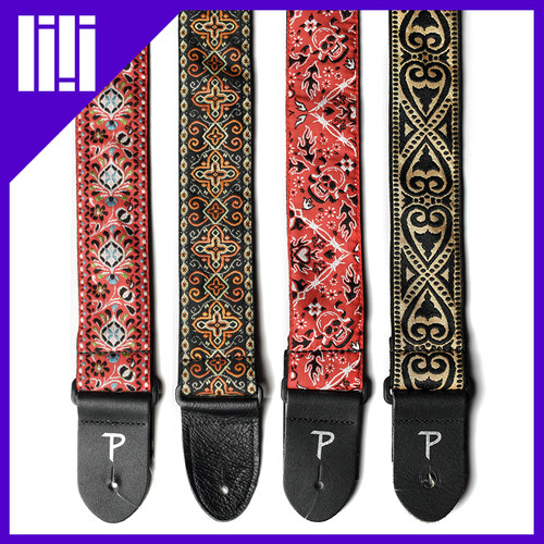 加拿大进口Perri's派瑞斯布纹布质拼花图案摇滚电木吉他背带 5CM