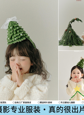 成品-圣诞节头饰扭扭棒圣诞树发箍创意造型女孩成人摄影拍照道具