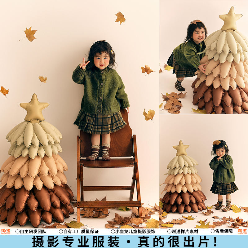 儿童摄影服装女童圣诞节主题影楼拍照圣诞树气球道具饰品女孩写真