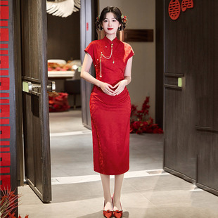 红色旗袍女高级感新中式敬酒服新娘2025新款订婚结婚宴会回门