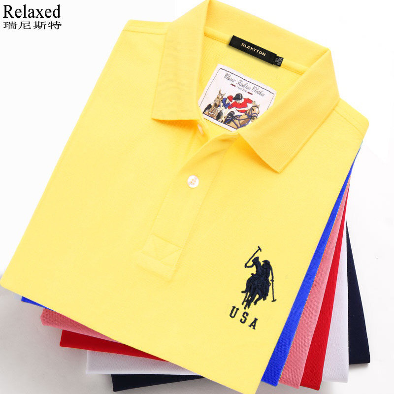 夏季纯棉短袖T恤男翻领体恤男装运动polo衫高档刺绣半袖上衣服潮