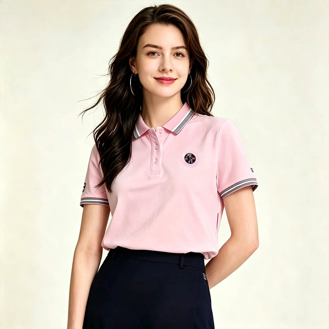 清仓特价夏季透气翻领短袖t恤女装大码粉红色运动polo衫上衣粉色