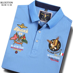 潮半袖 品牌男装 POLO衫 t恤纯棉薄款 上衣服天蓝浅蓝色潮T 翻领短袖