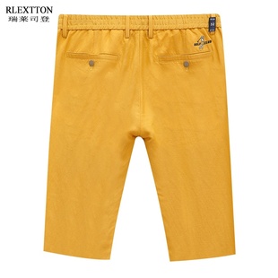 亚麻裤 五分裤 松紧腰高尔夫休闲短裤 夏季 透气5分裤 中裤 子夏季 男裤