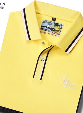 夏季短袖男T恤黄色POLO衫翻领t珠地棉薄款高尔夫男装半袖上衣体恤