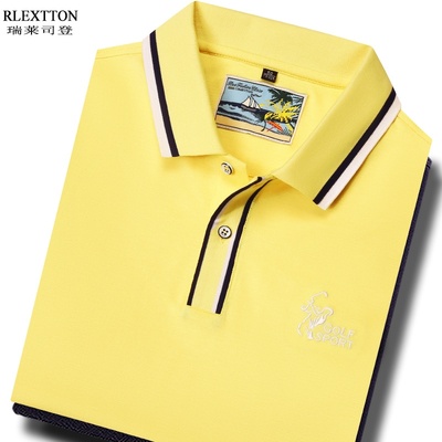 夏季男士短袖T恤黄色POLO衫透气