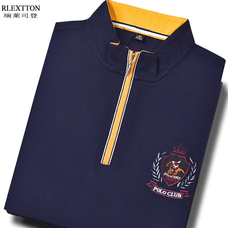 丝光棉小立领短袖拉链T恤男体恤 薄款珠地棉网眼POLO衫上衣服夏季