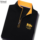 秋季 半高领保罗POLO衫 打底上衣服品牌T 纯棉半拉链立领长袖 t恤男装
