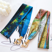 文艺时尚 高品质手机挂绳丝巾挂脖吊绳子可拆卸创意丝带通用挂饰