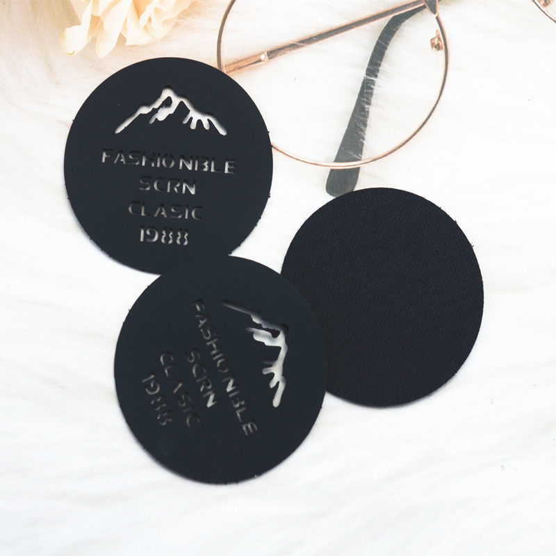 雪山山脉黑色魔术贴标志镂空布料冲锋衣户外运动圆形魔术贴服装饰