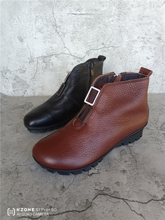 阳光休闲断码3536高帮拉链清仓处理女单鞋里外全真皮软皮软底