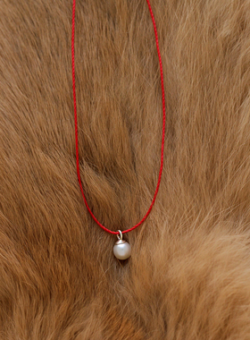 极细编织红绳天然珍珠项链幸运绳