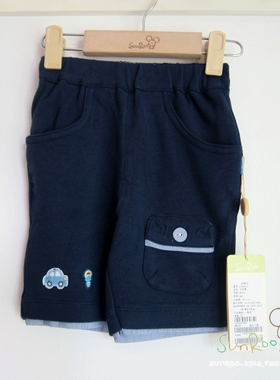 【2折清仓】阳光鼠夏装 男童纯棉休闲五分裤 宝宝针织短裤 80码