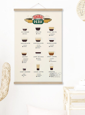 老友记中央咖啡馆海报central perk装饰画咖啡口味冲调方法挂画