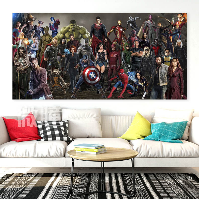 微瞳超大尺寸漫威dc英雄全家福合影大超狼叔小布海报挂画壁纸
