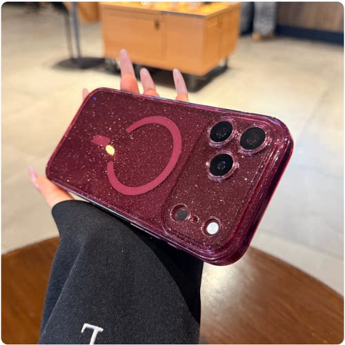磁吸闪粉透明iPhone手机壳好看