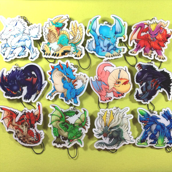 茶猫屋日本动漫周边怪物猎人怪物雄火龙雌火龙亚克力挂件满百包邮