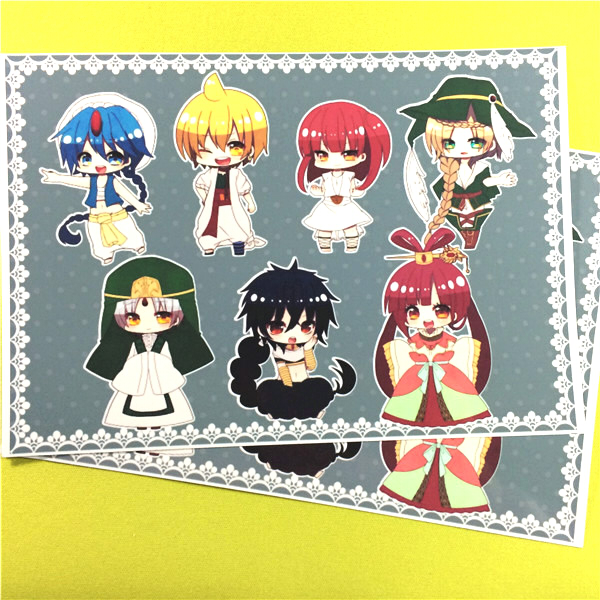 茶猫屋日本动漫周边魔笛magi人物q版高光覆膜贴纸随意贴满百包邮