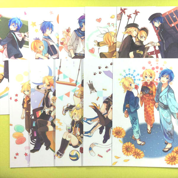 茶猫屋日本动漫周边v家镜音双子kaito歌曲明信片套装满百包邮新品