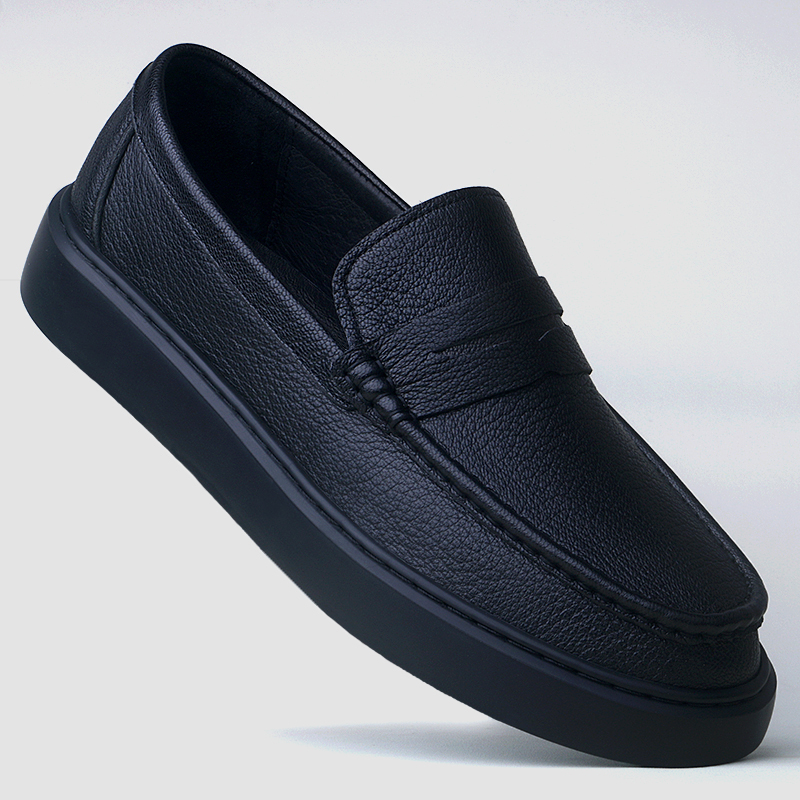 套脚皮鞋高端头层羊皮商务休闲软底软面防滑单鞋懒人EVA实心发泡