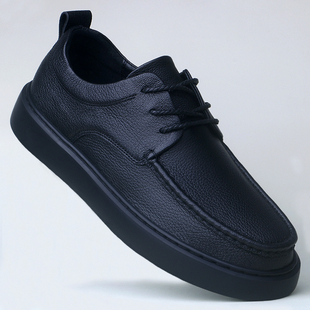 皮鞋高端头层羊皮商务休闲软底软面防滑系带单鞋懒人EVA实心发泡