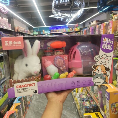 儿童玩具宠物狗狗兔子猫咪宠物屋电动行走会叫毛松公仔幼儿园礼盒