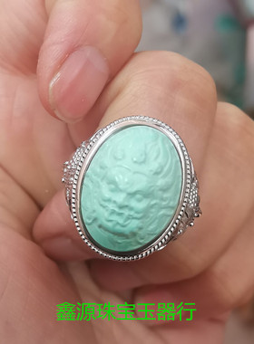 男款绿松石民族风雕刻镶嵌