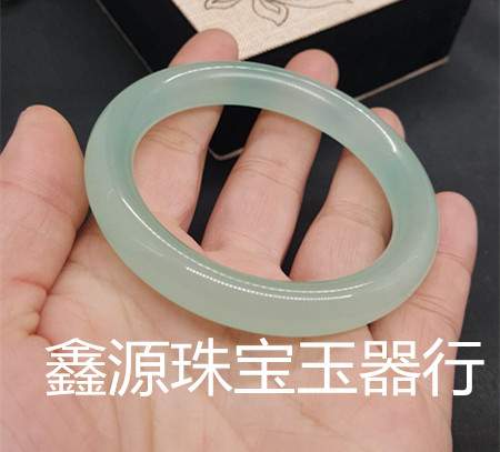 翡翠伴生冰种水沫玉手镯 圆条蓝水漂花水沫子玉镯扁环 蓝花石英岩