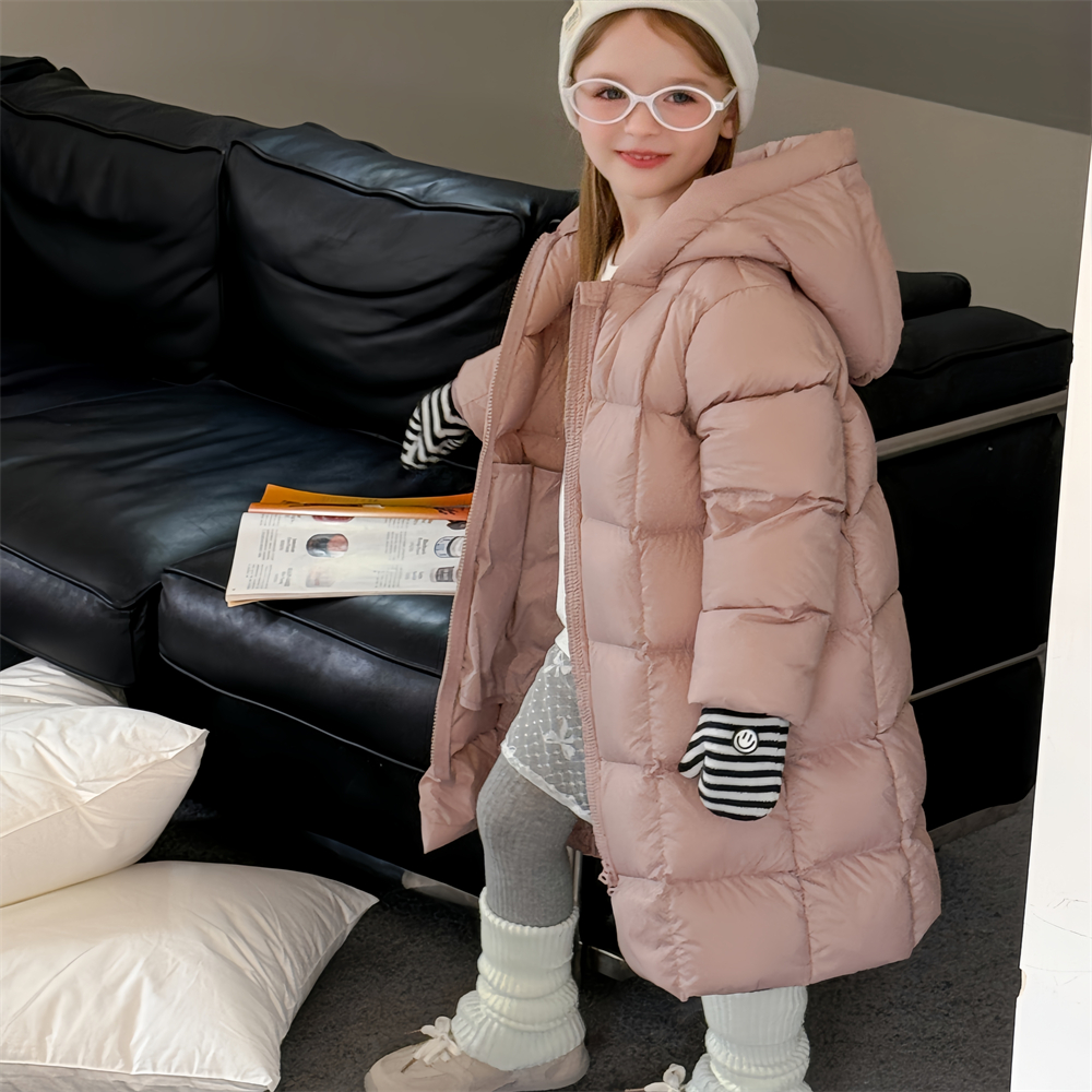 monoug中长款加厚女童新款羽绒服
