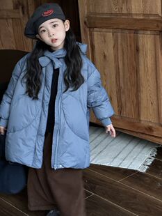 女童羽绒服2025新款女孩宝宝儿童中长款小熊冬韩版洋气白鸭绒外套