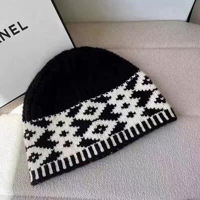 double inin 韩系复古显脸小针织毛线冷帽女秋冬保暖堆堆包头帽