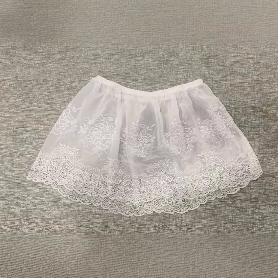 大码时尚法式叠穿遮胯屁帘早春打底裙女高腰纯欲蕾丝花边a字短裙