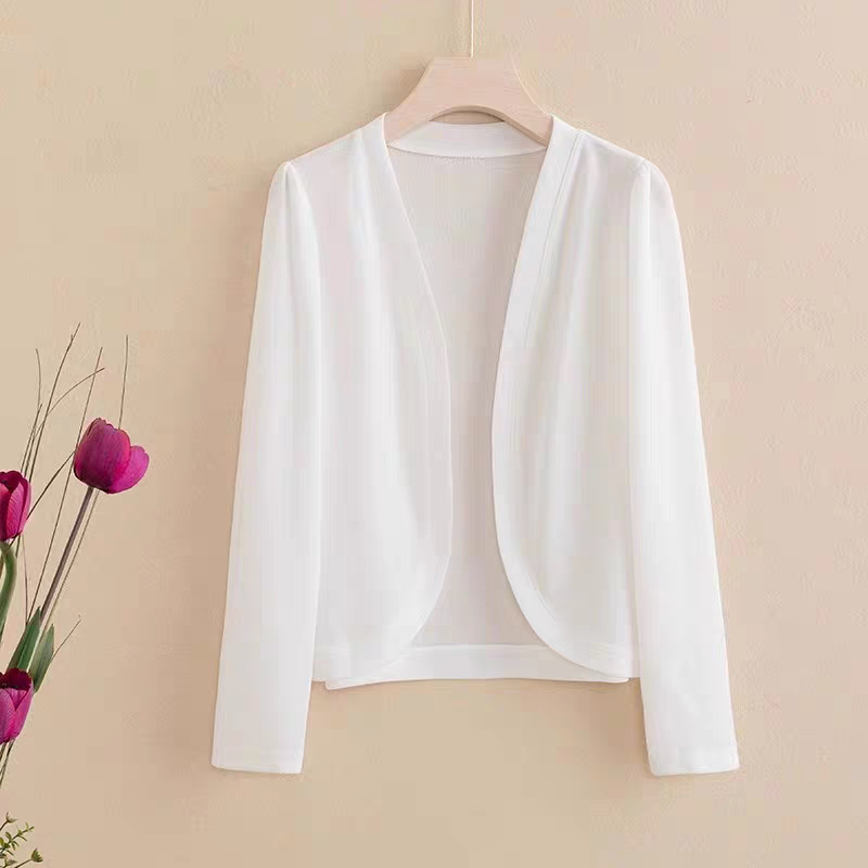 【送胸针】冰丝披肩短外套女春夏裙子旗袍外搭开衫百搭纯色上衣薄