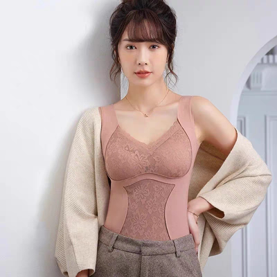 保暖背心免穿文胸打底胸垫塑身内衣秋冬亲肤女士无痕收腹双面亲肤