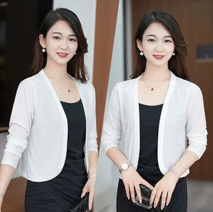 夏季长袖防晒小坎肩短款旗袍披肩配吊带裙的小外搭女开衫外套罩衫