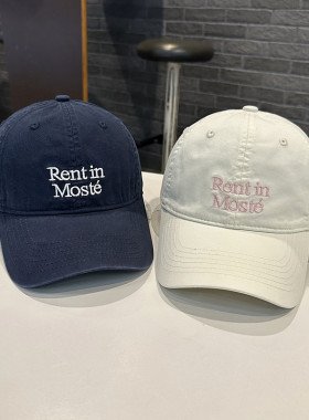 Rent in字母纯棉软顶韩版棒球帽女街头春夏季时尚青年情侣鸭舌帽