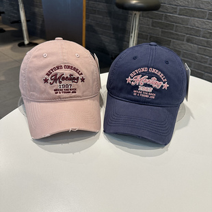 棒球帽女时尚Meeting字母立体刺绣弯檐帽韩版潮搭显脸小弯檐帽男