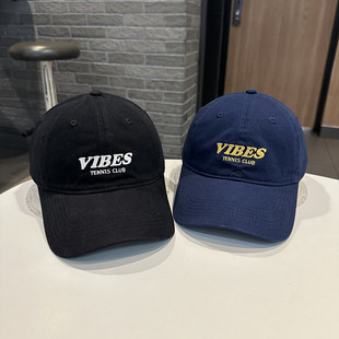 棒球帽女韩版简约VIBES字母学生鸭舌帽街头出游户外防晒遮阳帽男