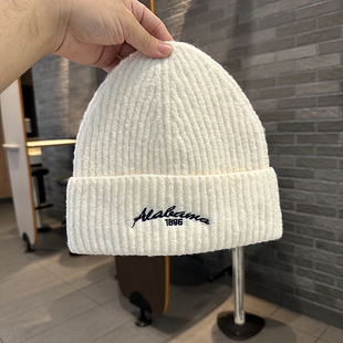 针织帽女秋冬保暖百搭字母1895数字街头包头护耳帽时尚 青年出游男