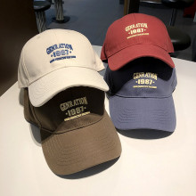 帽子女韩版百搭字母青年棒球帽1987数字贴标学生街头潮款遮阳帽男