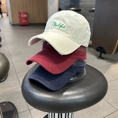 韩版超时尚字母破洞棒球帽