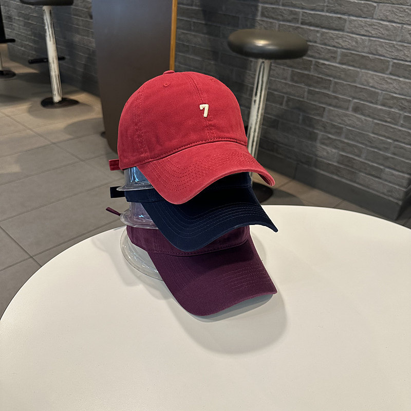 紫色系棒球帽时尚韩版7数字青年百搭学生男女弯檐帽街头遮脸防晒